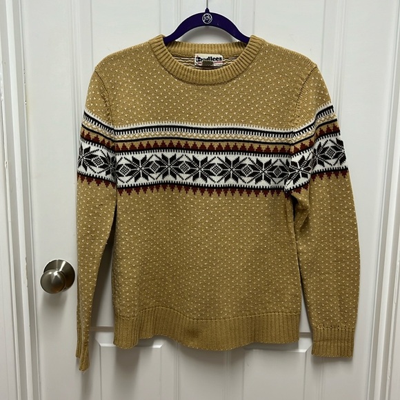 Vintage Bradlee’s Fair‎ Isle Brown Tan Sweater - Picture 1 of 7
